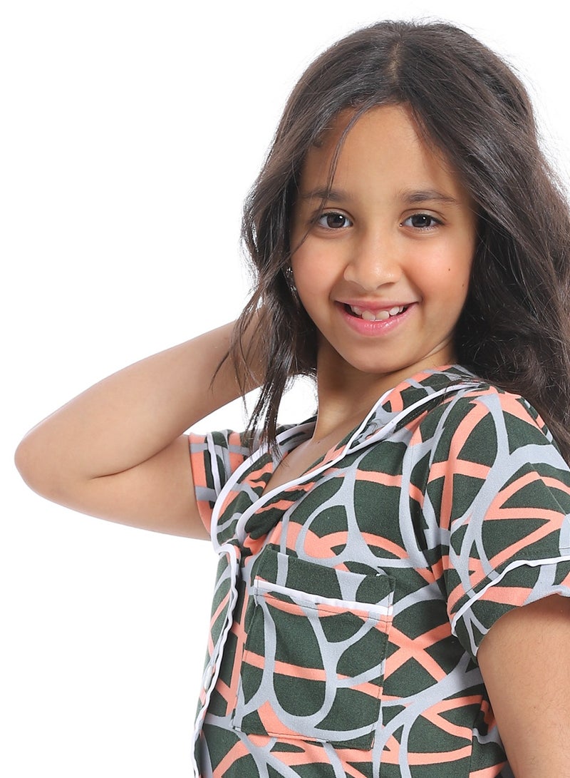 سيزار بيجامة بناتي متعددة الألوان ومزودة بزراير من الأمام - Image 4