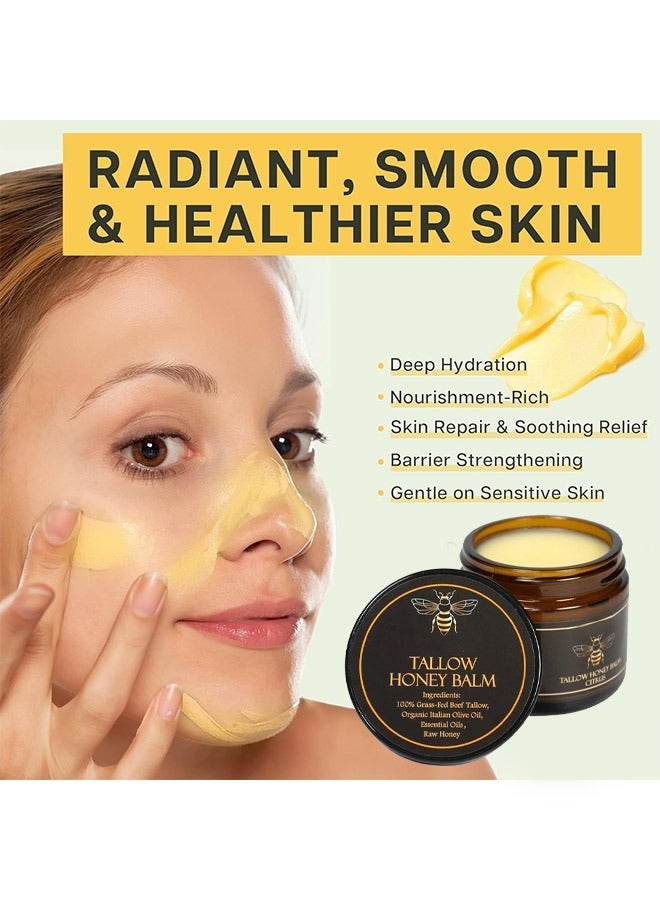 Fly Leaf Tallow Honey Balm，Organic Grass-Fed Beef Tallow Balm with Raw Honey - Moisturizing Cream for Soft, Smooth Skin - Handmade All-Natural Moisturizer - 3.53oz - Image 3