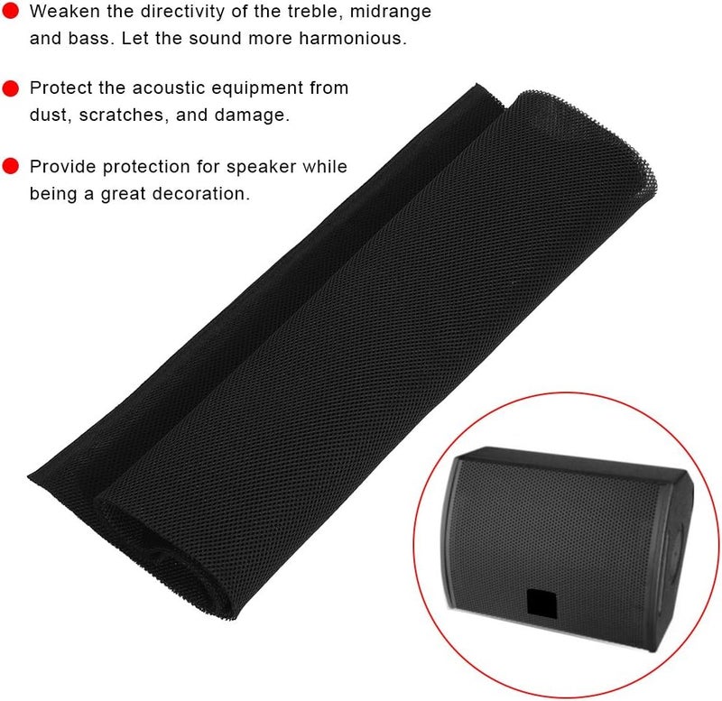 klarako Speaker Cloth Stereo Grill Mesh Fabric, Speaker Grill Cloth Stereo Mesh Fabric Dustproof Speaker Mesh Cloth Protective Grille Cover for Stereo Audio Speaker Repair 140cm x 50cm(Black) - Image 3