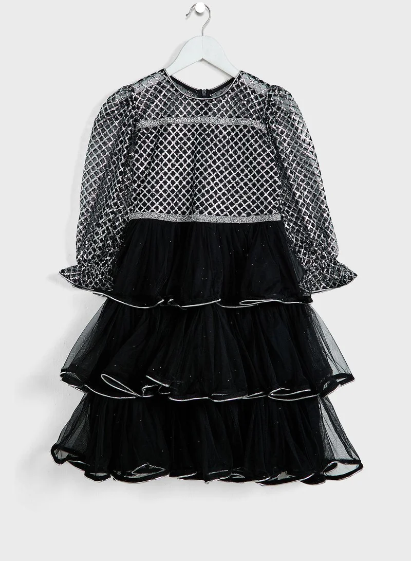 Little Golden Apple Sequin Tiered Dress