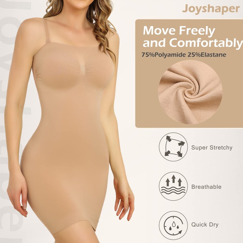 JOYSHAPER Strapless Shapewear Black Slip Dresses for Women Tummy Control Seamless Full Body Shaper Under Dress Slip (Beige, Large) - Image 4
