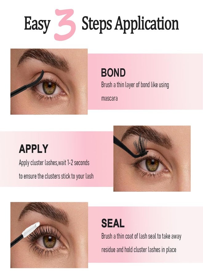 Lash Bond and Seal for Cluster Lashes,2 in 1 Black Cluster Lash Glue Waterproof Long-Lasting,DIY Eyelash Bond Strong Hold,Individual Lash Bond for Self-Application at Home - Image 5