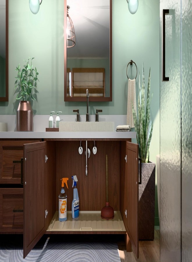 REV-A-SHELF Almond Polymer Trim-to-Fit Drip Tray for 33" - 36" Vanity Sink Base Cabinets - Image 4