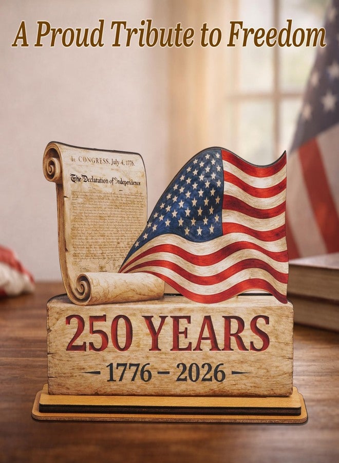 KATINAT USA 250th Anniversary Decoration, 1776-2026 Wooden Plaque, 250 Anniversary Usa Merchandise, America 250th Birthday Gifts, Patriotic 4th of July Decorations - Image 4