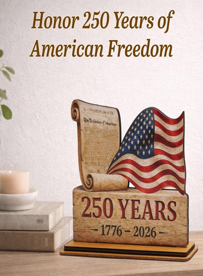 KATINAT USA 250th Anniversary Decoration, 1776-2026 Wooden Plaque, 250 Anniversary Usa Merchandise, America 250th Birthday Gifts, Patriotic 4th of July Decorations - Image 3