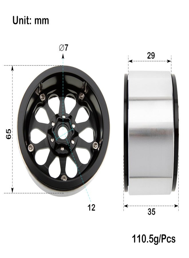 MEUS RACING عجلات MEUS RACING 2.2 Beadlock ذات حواف عميقة لسيارات Axial SCX10 Traxxas TRX4 Vanquish VS4-10 Redcat Gen8 1/10 RC Crawler Upgrades (أسود) - Image 2