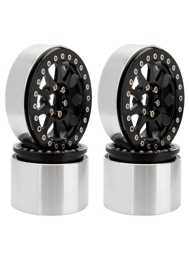 MEUS RACING عجلات MEUS RACING 2.2 Beadlock ذات حواف عميقة لسيارات Axial SCX10 Traxxas TRX4 Vanquish VS4-10 Redcat Gen8 1/10 RC Crawler Upgrades (أسود) - Image 1
