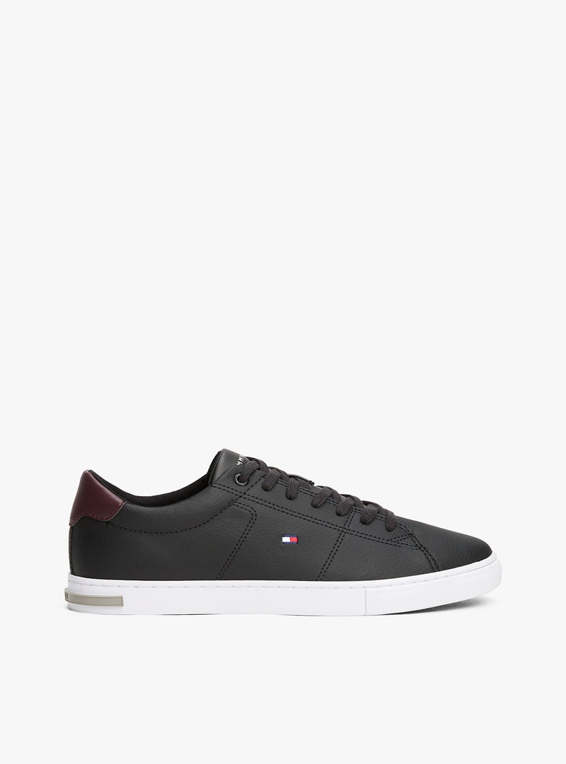 TOMMY HILFIGER Enamel Flag Leather Court Sneakers - Image 1