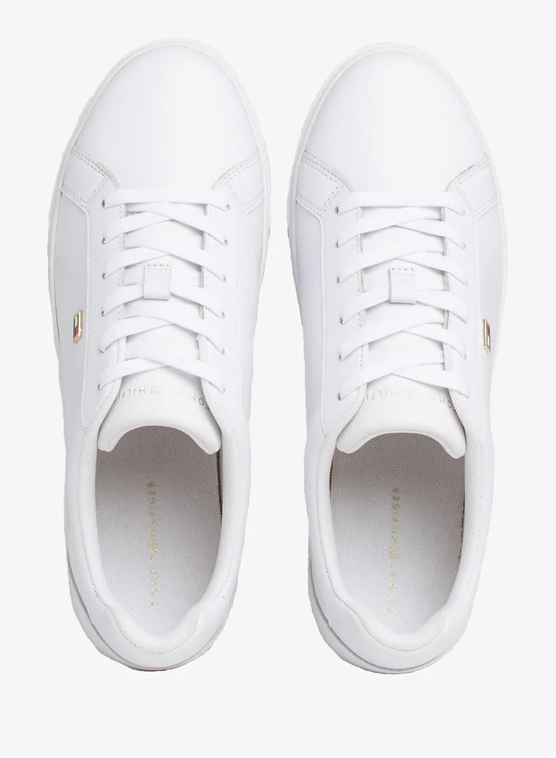 TOMMY HILFIGER Enamel Flag Leather Court Sneakers