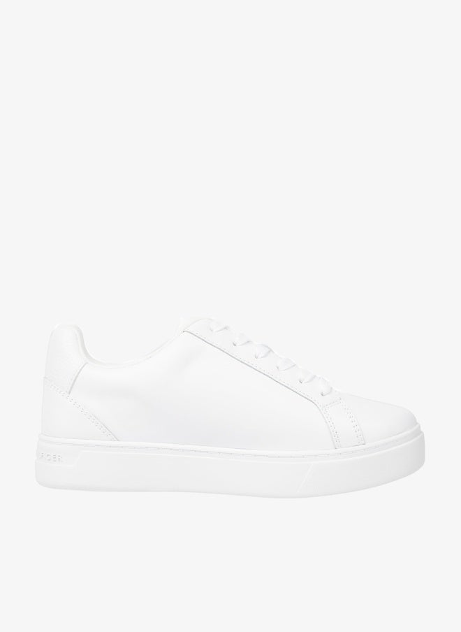 TOMMY HILFIGER Enamel Flag Leather Court Sneakers - Image 1