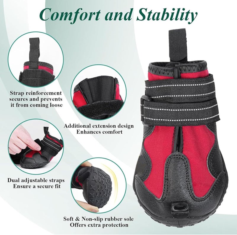 Premium Dog Booties – Breathable, Non-Slip Outdoor Paw Protectors with Abrasion- Soles & Secure Fit for Large Breeds (XL) - Image 4