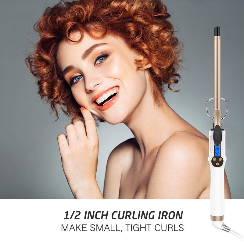 Hoson 1/2 Inch Curling Iron Professional, Ceramic Tourmaline Curl Wand Barrel, Hair Curler Iron for Long & Short Hair,Glove Include, Gold - Image 2