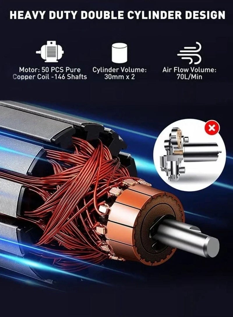 Denx Heavy Duty Cylinder Car Air Inflator & Tire Compressor - Image 3