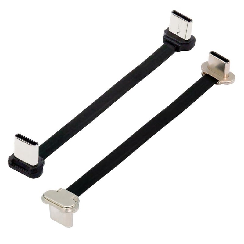 كابل شحن سريع من xiwai بزاوية USB-C من نوع C إلى USB-C، قصير، مسطح فائق النحافة، كابل بيانات USB2.0 بقدرة 65 واط، قطعتان لكل لوت، شحن سريع لأجهزة الكمبيوتر المحمول والتابلت والهاتف - Image 1