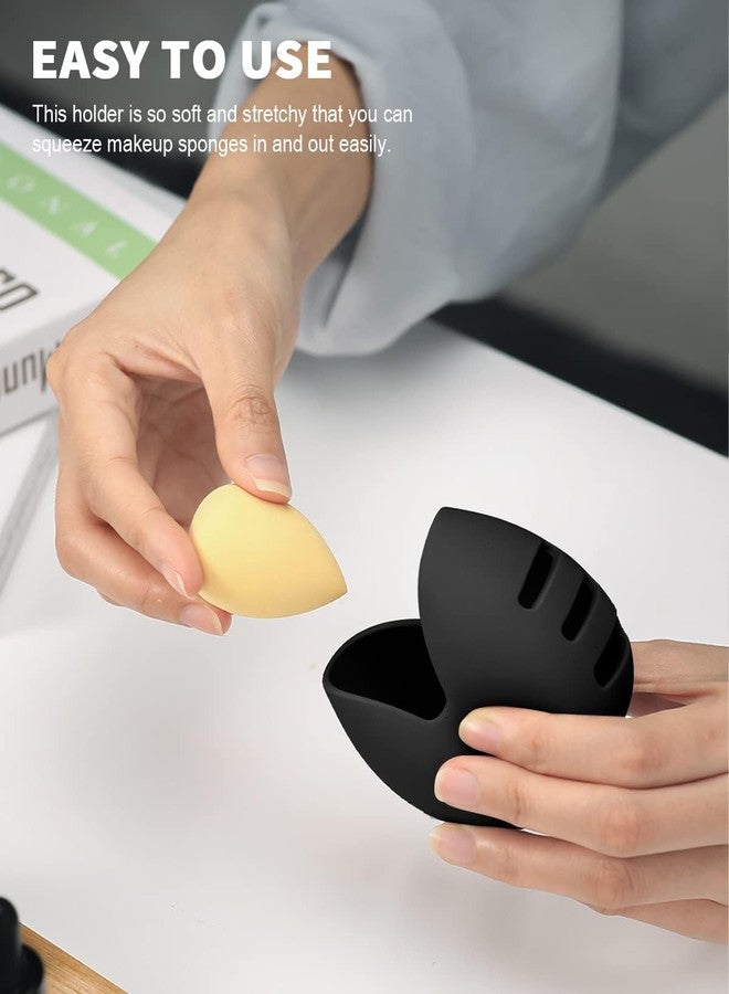 INOVERA (LABEL) Makeup Sponges Holder - Travel Blender Storage Case - Cosmetic face Blenders Container - Sponge Organizer for Women, Girls (Black (Pack of 1)) - Image 2
