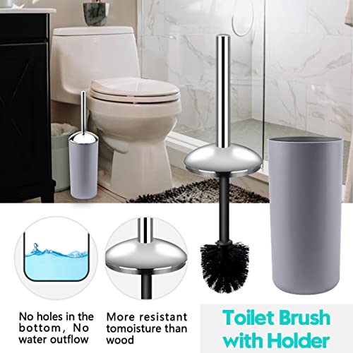 Papillon Bathroom Accessories - 6 Piece Plastic Gift Toothbrush Holder,Toothbrush Cup,Soap Dispenser & Dish,Toilet Brush Holder,Trash Can,Tumbler Straw Set (Gray) - Image 5