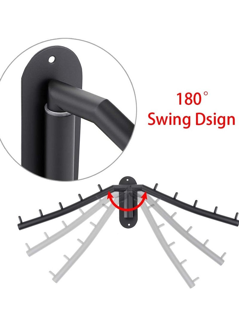 Y&D Folding Wall Mounted Clothes Hanger Rack with Swing Arm Stainless Steel Heavy Duty Coat Hook, Sturdy Robe Storage Organizer for Laundry Room Bedrooms Clothing Drying Rack, Black  - Image 3