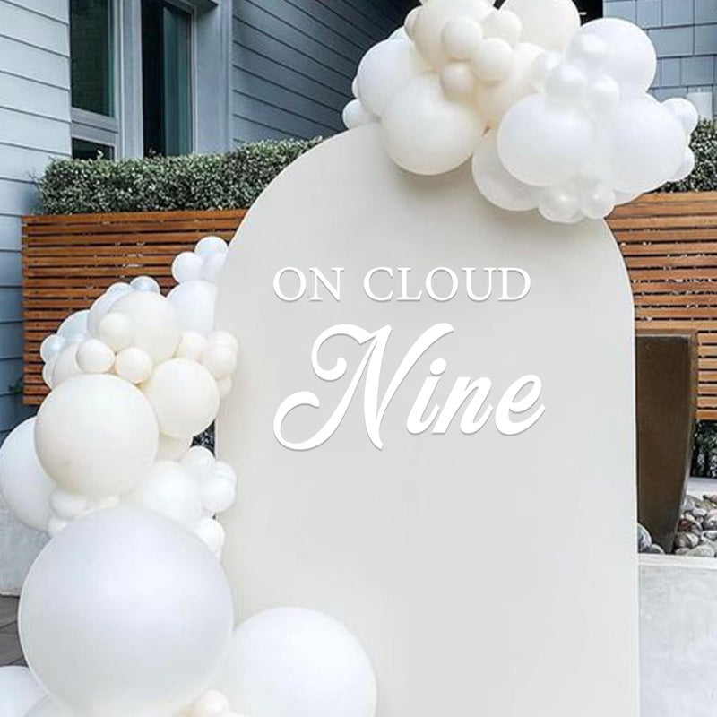 VANGNING On Cloud Nine Party Decal Sign - Cloud Nine Baby Shower Decor  Decal Sticker For Wall  Mirror Or Acrylic  White - Image 1