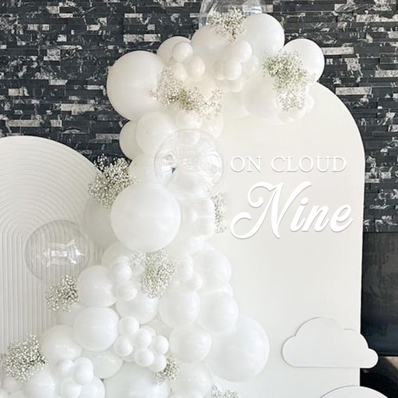 VANGNING On Cloud Nine Party Decal Sign - Cloud Nine Baby Shower Decor  Decal Sticker For Wall  Mirror Or Acrylic  White - Image 4
