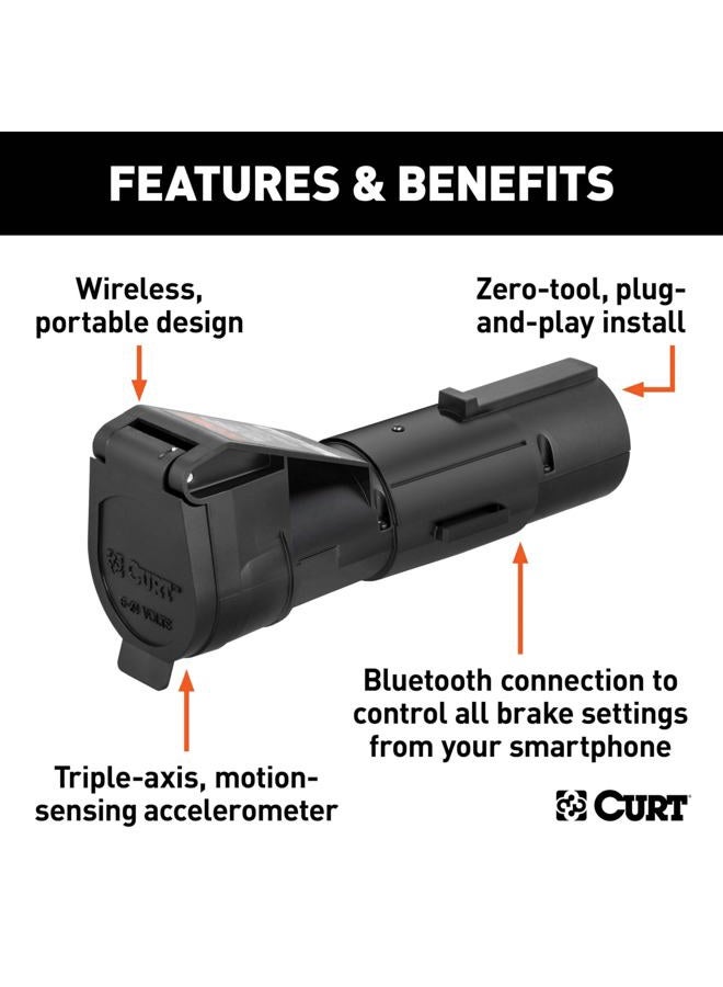Curt 51180 Echo Mobile Electric Trailer Brake Controller with Bluetooth-Enabled Smartphone Connection, Proportional, Black PLastic, 9 x 9 x 3 inches, BLACK PLASTIC - Image 5