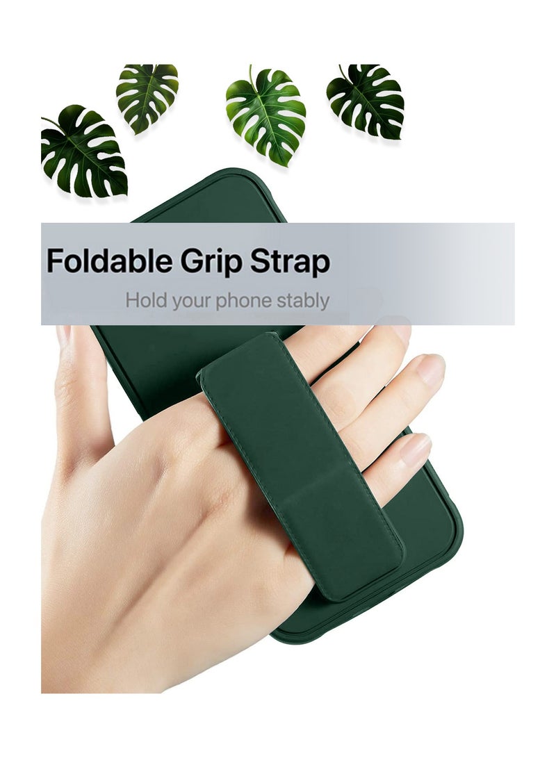 Wtech Hand Grip Foldable Magnetic Kickstand Wrist Strap Finger Grip With Built-In Iron Case Cover For Honor Magic6 Pro 5G 2024 Dark Green  - Image 2