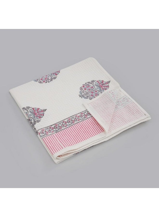 Peepul Tree Block Printed Hand and Bath Towels, Super Absorbent, Soft & Faster Drying, Floral Printed 100% Pure Cotton, 240 GSM (1 Hand and 1 Bath Towel, Pink) - Image 2