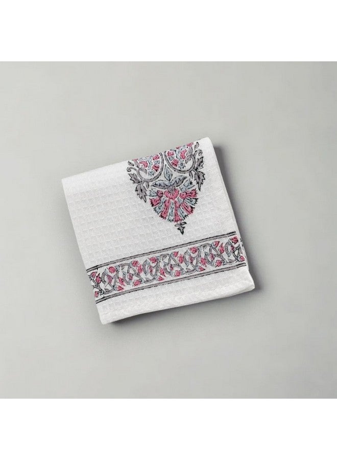 Peepul Tree Block Printed Hand and Bath Towels, Super Absorbent, Soft & Faster Drying, Floral Printed 100% Pure Cotton, 240 GSM (1 Hand and 1 Bath Towel, Pink) - Image 3