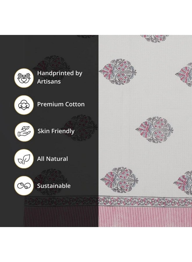 Peepul Tree Block Printed Hand and Bath Towels, Super Absorbent, Soft & Faster Drying, Floral Printed 100% Pure Cotton, 240 GSM (1 Hand and 1 Bath Towel, Pink) - Image 5