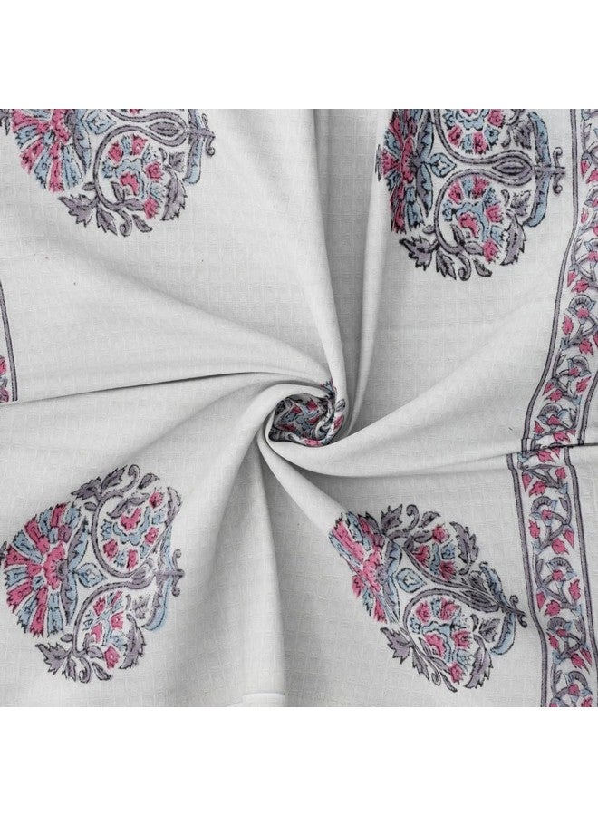 Peepul Tree Block Printed Hand and Bath Towels, Super Absorbent, Soft & Faster Drying, Floral Printed 100% Pure Cotton, 240 GSM (1 Hand and 1 Bath Towel, Pink) - Image 4