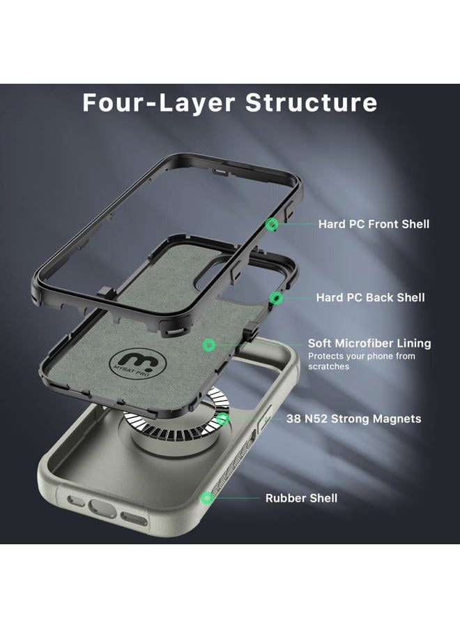M MYBAT PRO MYBAT PRO iPhone 15 Pro Max Case, Maverick Series Case with Belt Clip & Screen Protector, Anti-Fall Shockproof Cover with 360° Rotating Kickstand Heavy Duty Protection - Gray - Image 4