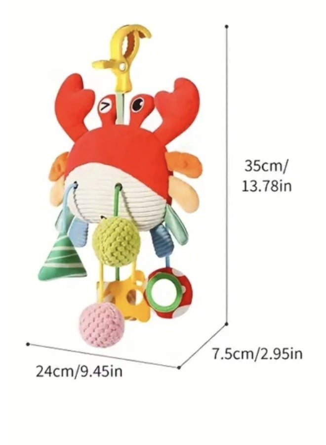 Yalla Pick Crab Stroller Hanging Toy with Clip, Multi-Sensory Baby Rattle Pendant, Pull String Activity Toy for Newborn and Infant, Designs with Drawstring, Clamps, Mirrors, Small Bells, Rattles, Crinkle Sounds and Squeaky Elements - Image 2