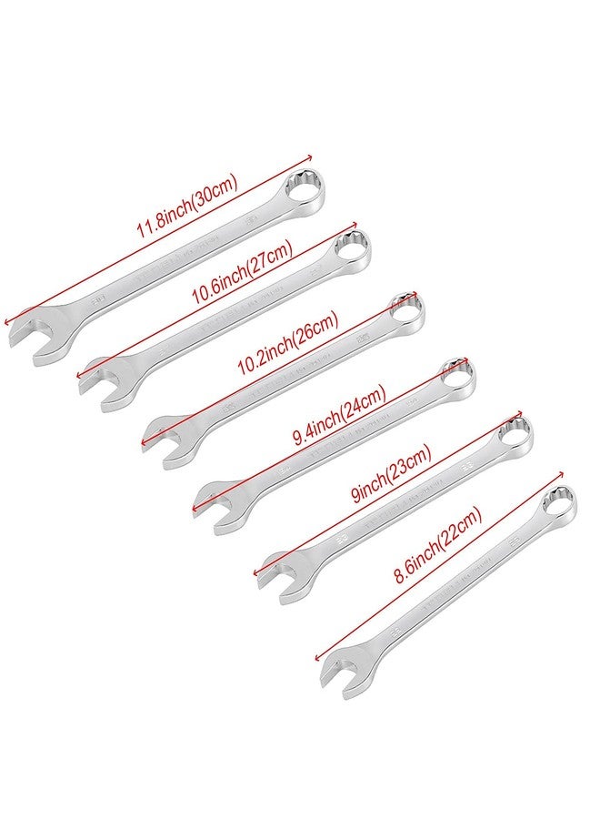 HAKZEON 6 Piece Wrench Set, 22-30mm Combination wrench, Professional Metric Combination Wrench Set with 12-Point Design, 15-Degree Offset, Chrome Vanadium Steel - Image 2
