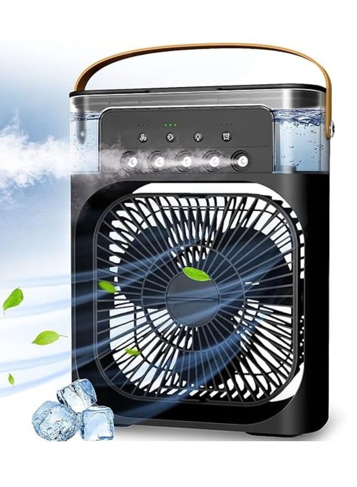 Protable Air Conditioners, Mini table personal Air Cooler Fan with 700ml Water Tank, 7 colors LED Light, USB cable,Strong Wind & 5 Sprays Fast Cooling Down for Bedroom, Kitchen, Office And Living Room  - Image 1
