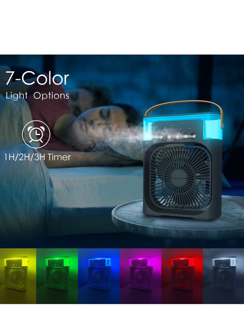 Protable Air Conditioners, Mini table personal Air Cooler Fan with 700ml Water Tank, 7 colors LED Light, USB cable,Strong Wind & 5 Sprays Fast Cooling Down for Bedroom, Kitchen, Office And Living Room  - Image 4