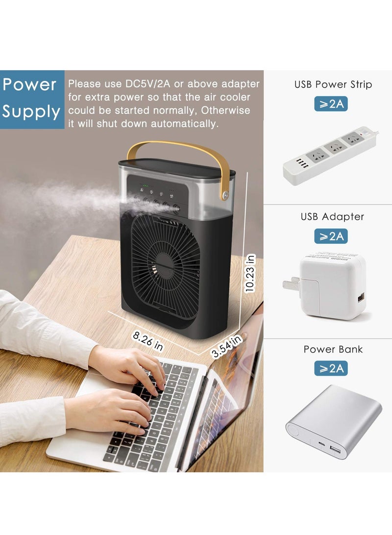 Protable Air Conditioners, Mini table personal Air Cooler Fan with 700ml Water Tank, 7 colors LED Light, USB cable,Strong Wind & 5 Sprays Fast Cooling Down for Bedroom, Kitchen, Office And Living Room  - Image 5