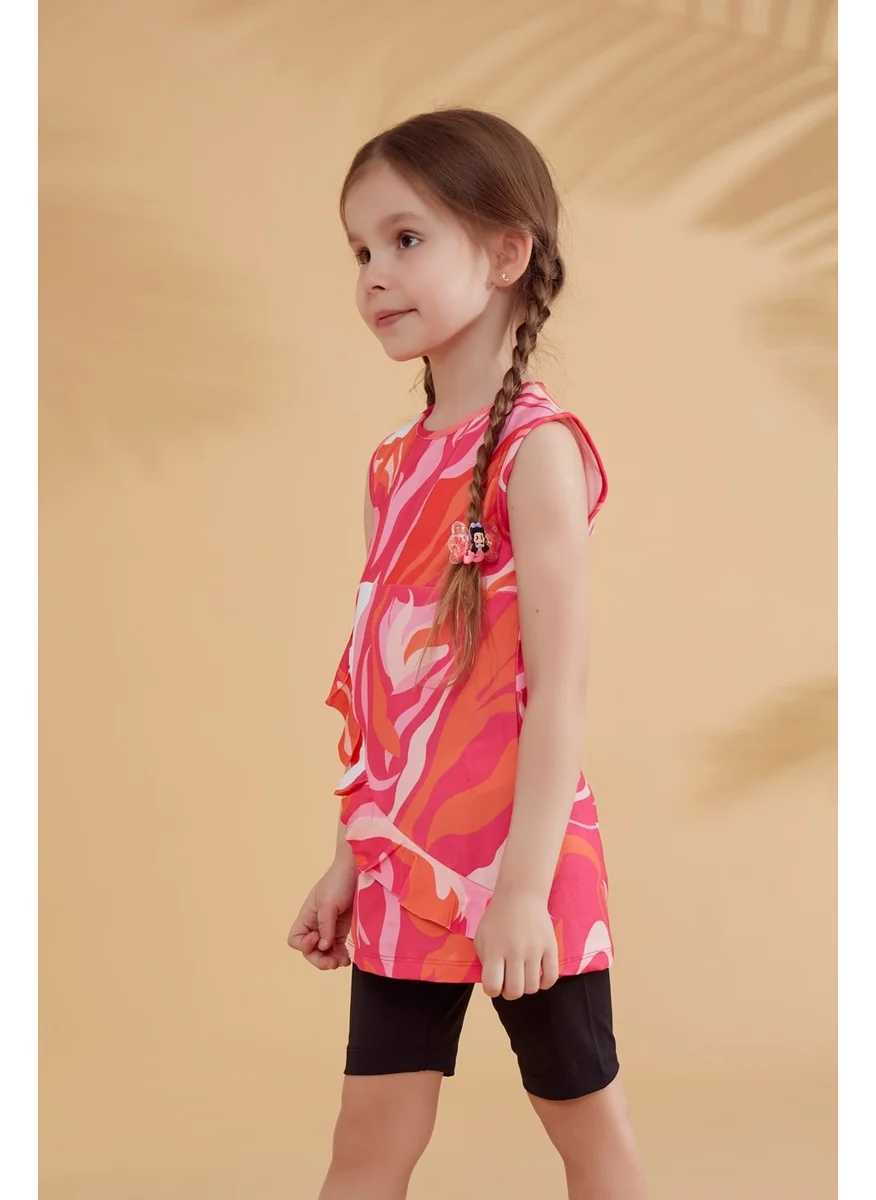 مارينا Skirted Sleeveless Fuchsia Girls Swimsuit K2322