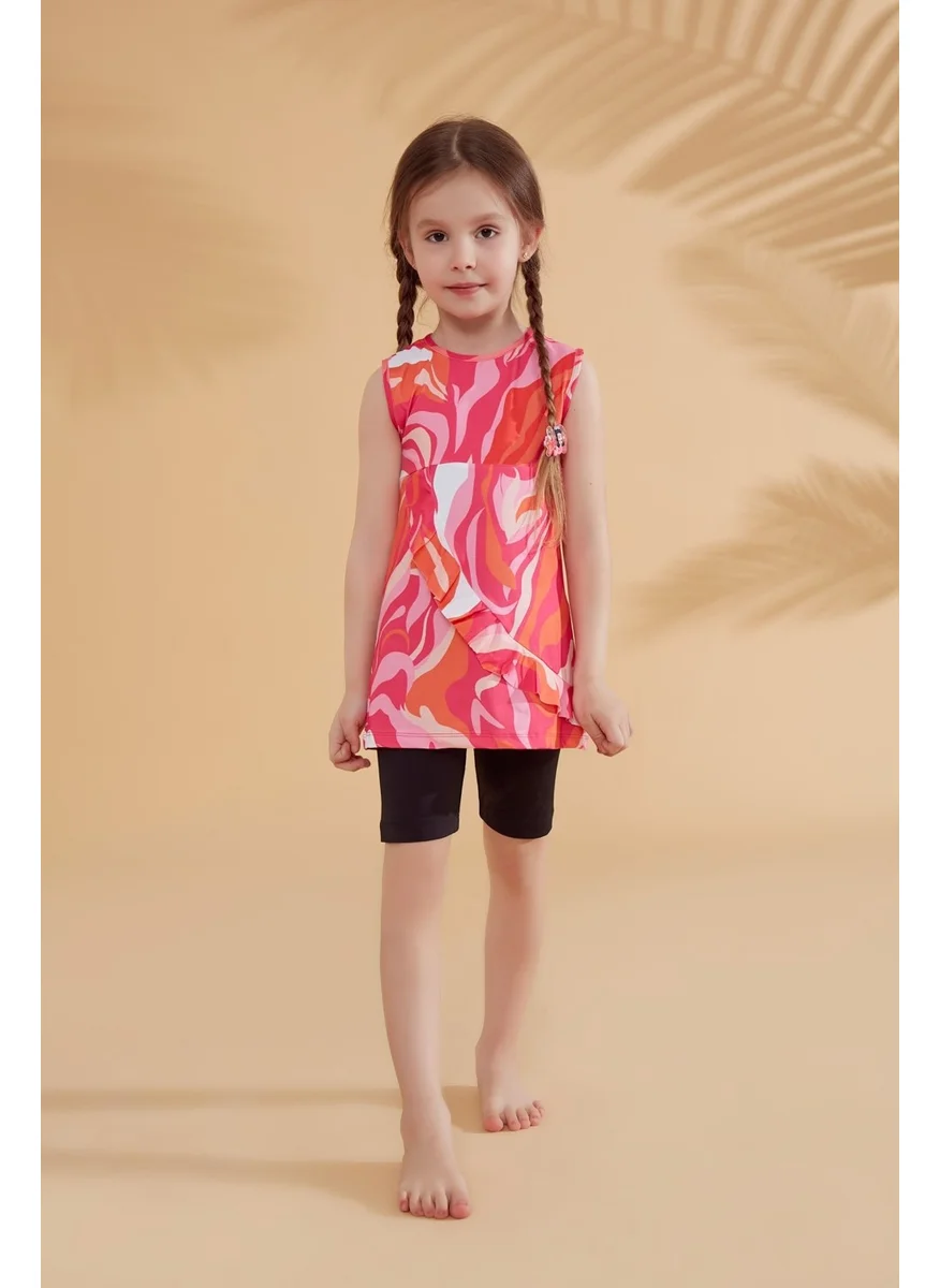 مارينا Skirted Sleeveless Fuchsia Girls Swimsuit K2322