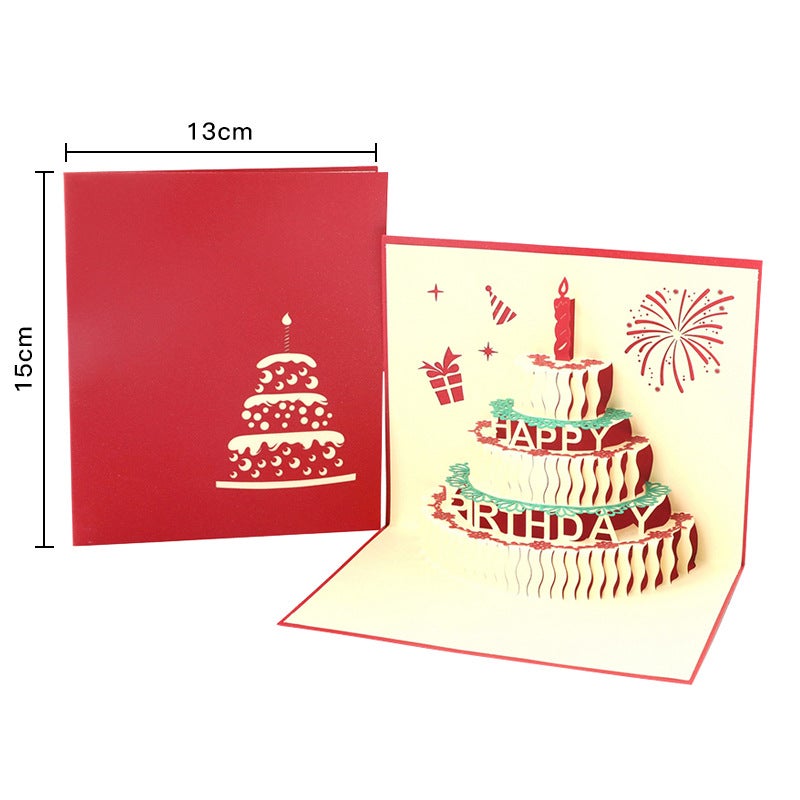 Birthday Greeting Card 3D Creative Card Handmade Hollow Paper Cake Birthday Blessing Gift Factory - Image 1