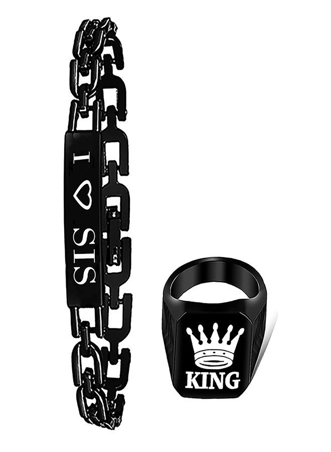 طقم خاتم وسوار ميكادو أسود أنيق للأولاد والبنات