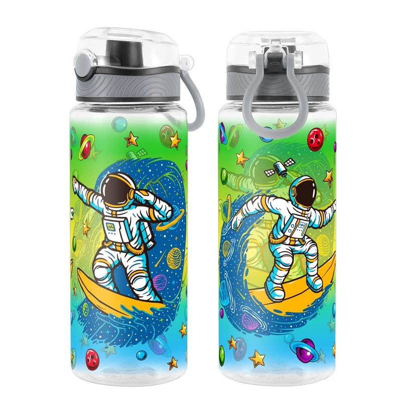 Home Tune Cute Water Bottle for School Kids Girls  BPA FREE Tritan & Leak Proof & Easy Clean & Carry Handle  23oz/ 680ml - Space Man - Image 2