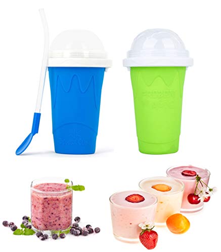 NUFR Slushie Maker Cup, Magic Quick Frozen Smoothies Cup Cooling Cup Double Layer Squeeze Cup Slushy Maker, Homemade Milk Shake Ice Cream Maker DIY it for Children and Family (2 PCS A) - Image 1