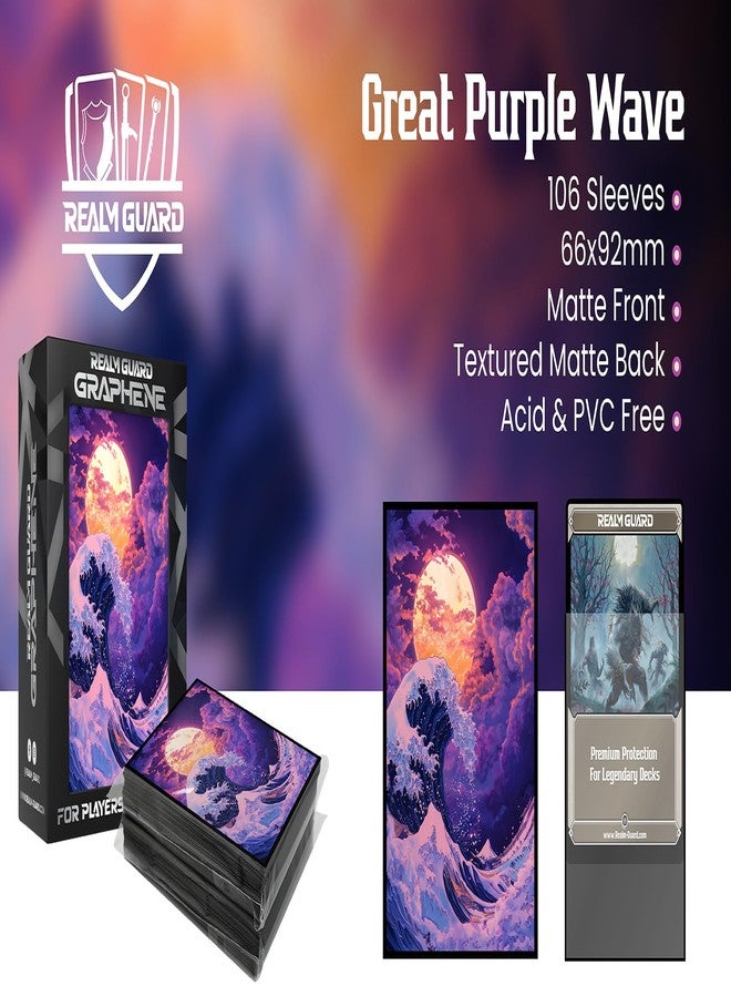 Realm Guard Graphene - 100ct أكمام فنية غير لامعة ذات ملمس مميز لبطاقات TCG/MTG (موجة أرجوانية رائعة) - Image 5