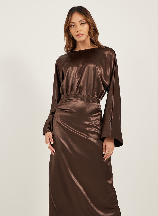 Styli Satin Long Sleeve Dress  - Image 3