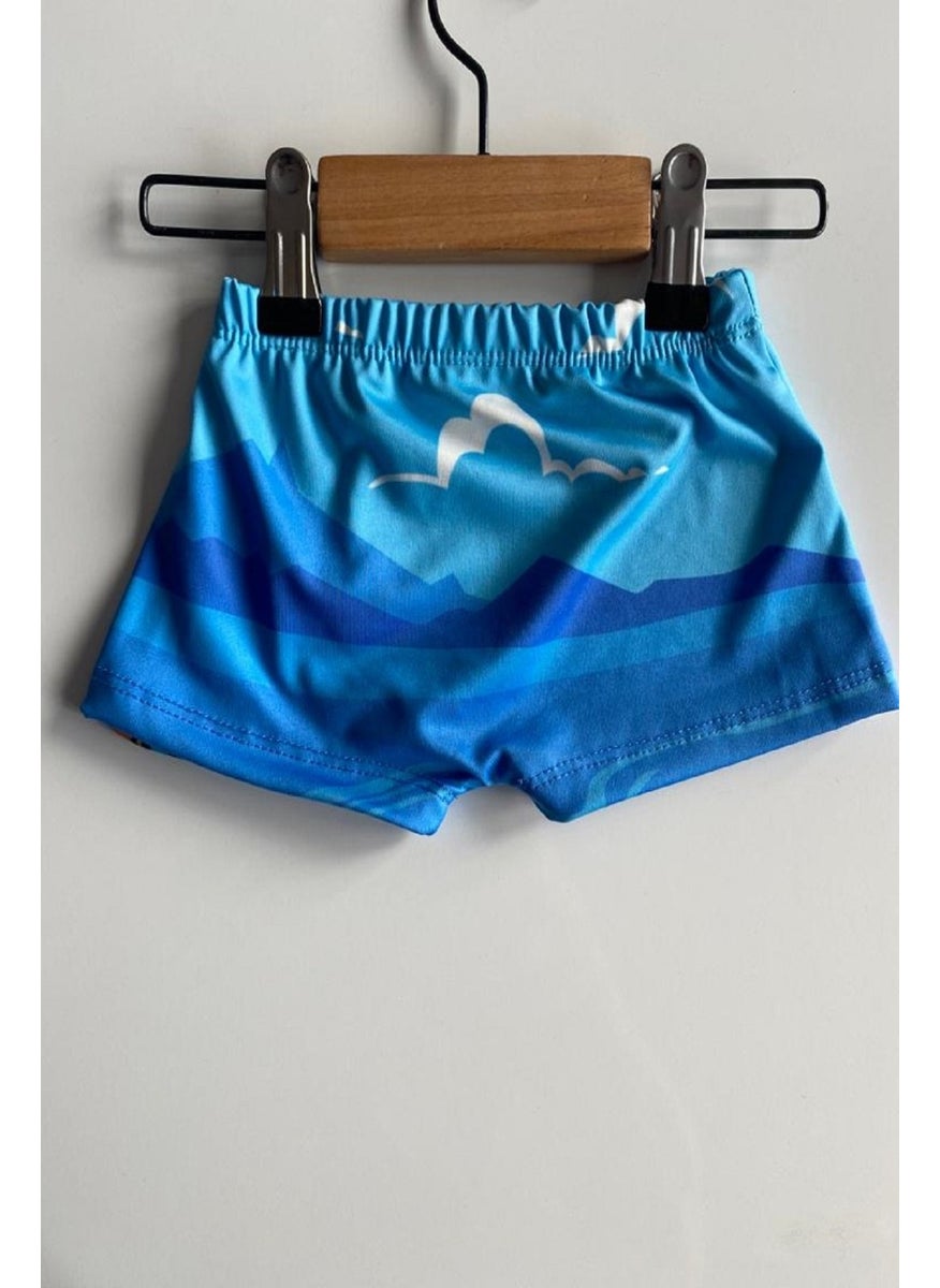 Podium Giyim - Podium Clothing New Season Kids Boys Crocodile Patterned Quick Drying Boxer Swimsuit - Image 1