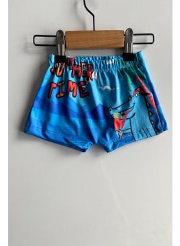 Podium Clothing New Season Kids Boys Crocodile Patterned Quick Drying Boxer Swimsuit