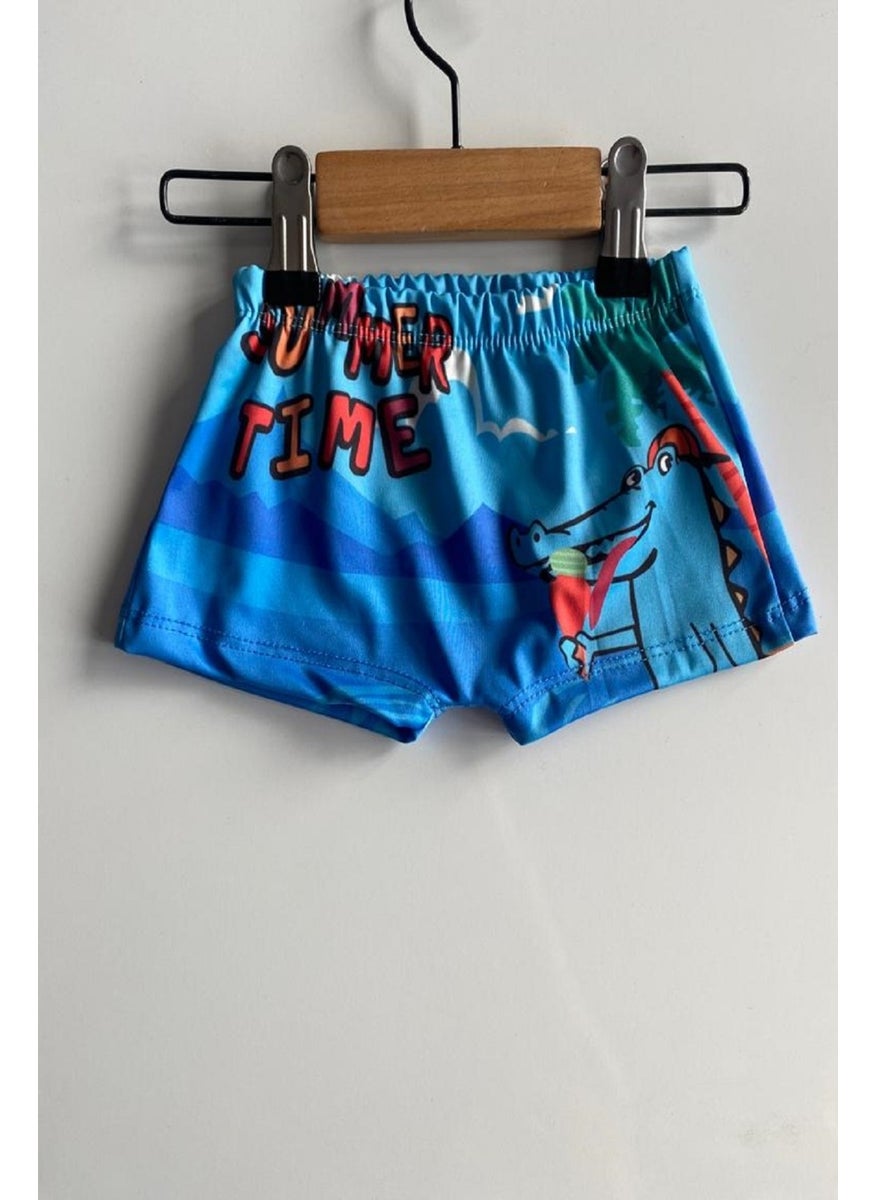 Podium Giyim - Podium Clothing New Season Kids Boys Crocodile Patterned Quick Drying Boxer Swimsuit - Image 1