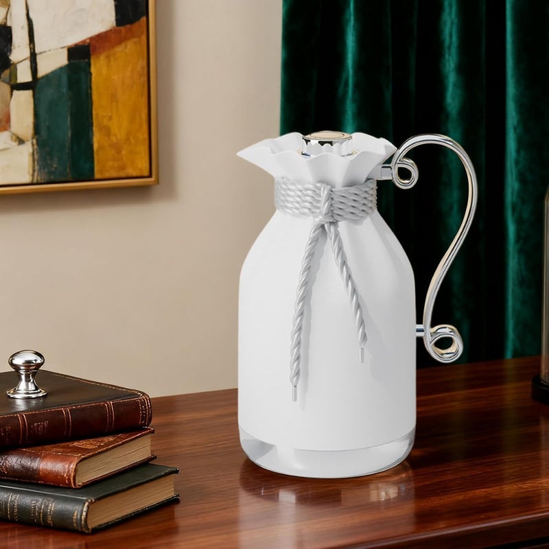 Colaxi Insulated Thermal Coffee Carafe Tea Kettle for Hot Cold Water Lightweight Water Kettle Arabian Pot for Kitchen Camping Coffee, White - Image 4