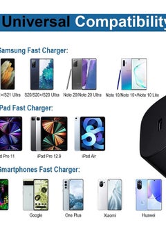 Generic 25W PD 3.0 Wall Fast Charger with 3.3 FT Type C Fast Charging Cable Adaptor Compatible for Samsung Galaxy S25/S24/S23/S22/S21+/S21 FE/S24 Ultra/Z Flip 6/5/4/3/ Z Fold 6/5/4/3 /Note 20/10/A56/A55/A54/A73/A72/A16/A15/A14/A26,Black  - Image 2