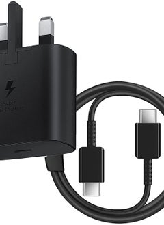 Generic 25W PD 3.0 Wall Fast Charger with 3.3 FT Type C Fast Charging Cable Adaptor Compatible for Samsung Galaxy S25/S24/S23/S22/S21+/S21 FE/S24 Ultra/Z Flip 6/5/4/3/ Z Fold 6/5/4/3 /Note 20/10/A56/A55/A54/A73/A72/A16/A15/A14/A26,Black  - Image 1