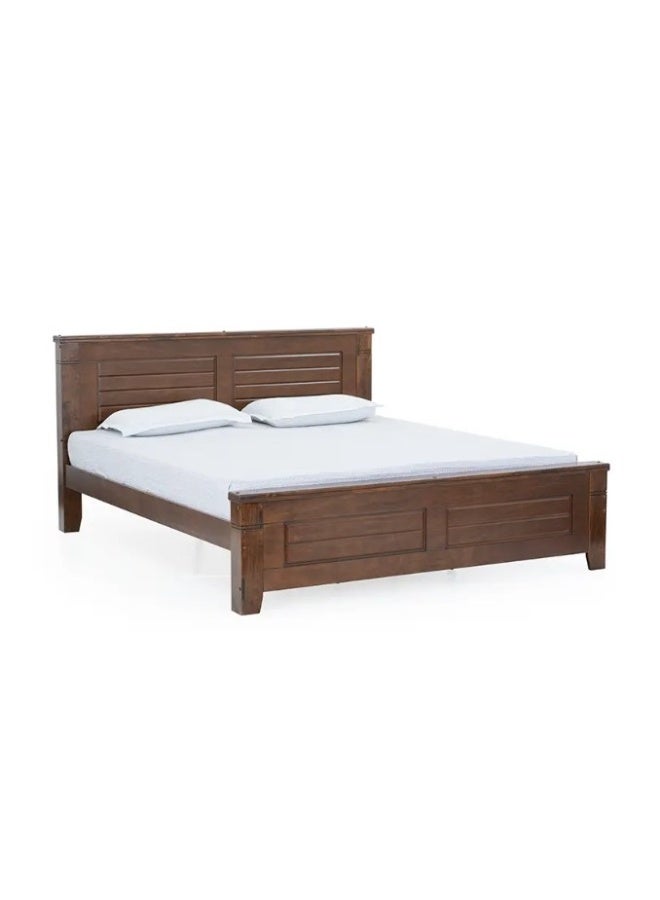 ROYALOAK Royaloak Ipoh Malaysian Wooden King Size Bed | Solid Wood | Solid Wood Veneer Finish | Groove Design | Strong Bed Base | Thick Profile | Classic Design | Durable & Long Lasting | Malaysian Collection - Image 1